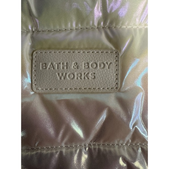 Iridescent Puffer Tote Bag White Shimmer Quilted Shoulder Bath‎ And Body Works - Picture 4 of 6